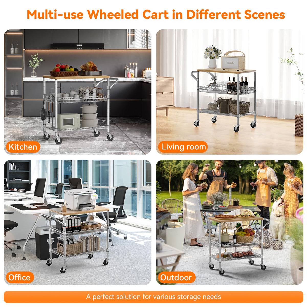 3-Tier Rolling Kitchen Cart