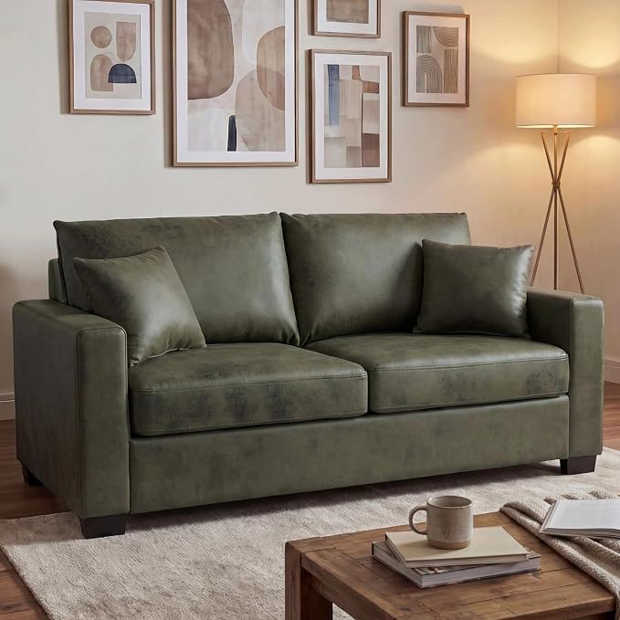 Faux Leather Tufted Loveseat