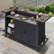 Aluminum Outdoor Bar Table with Storage & Umbrella Hole
