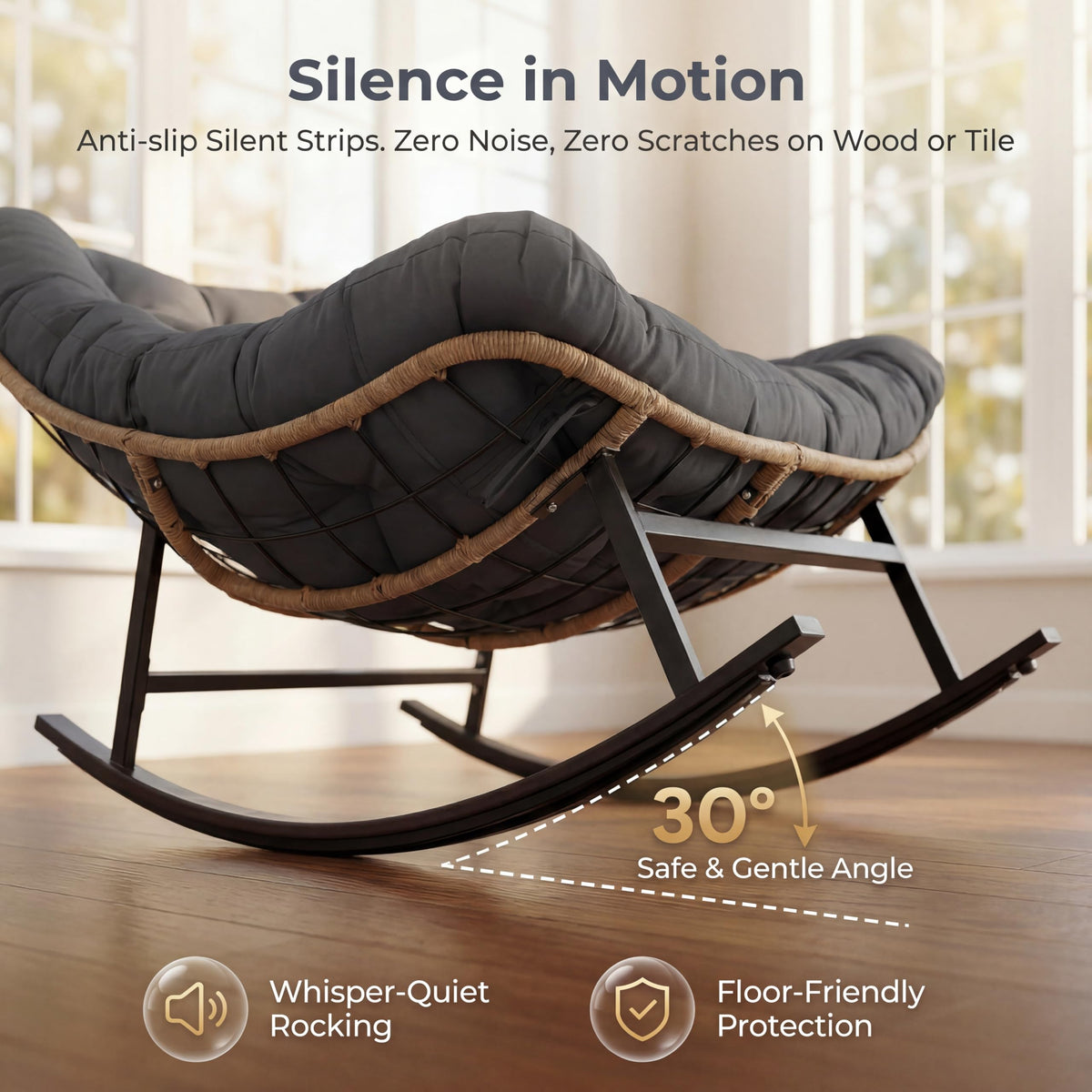 RADIATA Double Rocking Chair Outdoor, Oversized 2 Person Lounge Chair