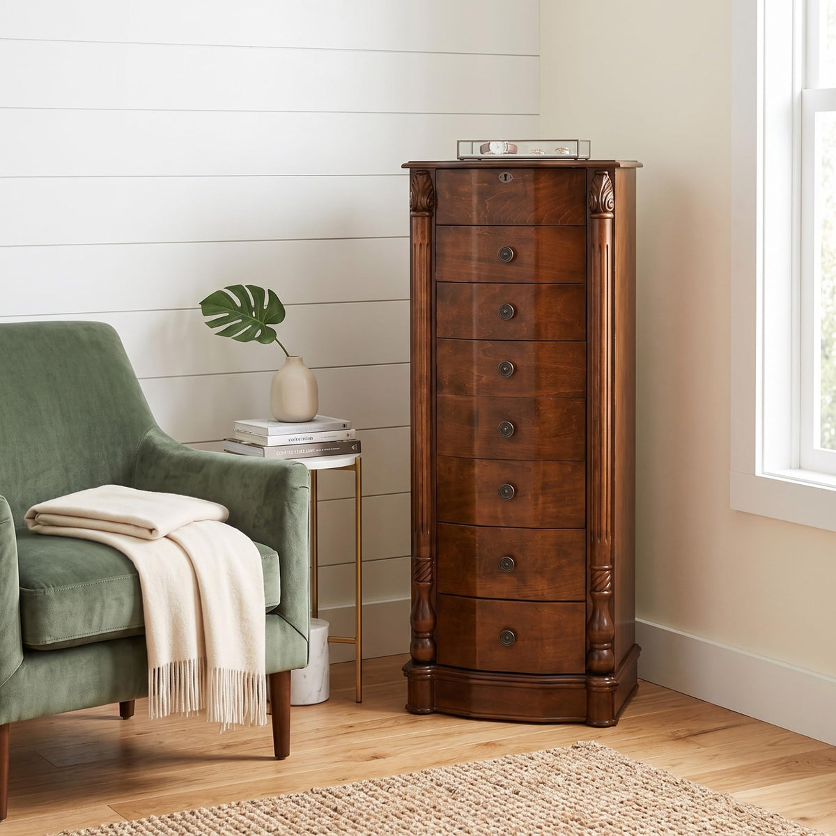 7-Drawer Locking Jewelry Armoire