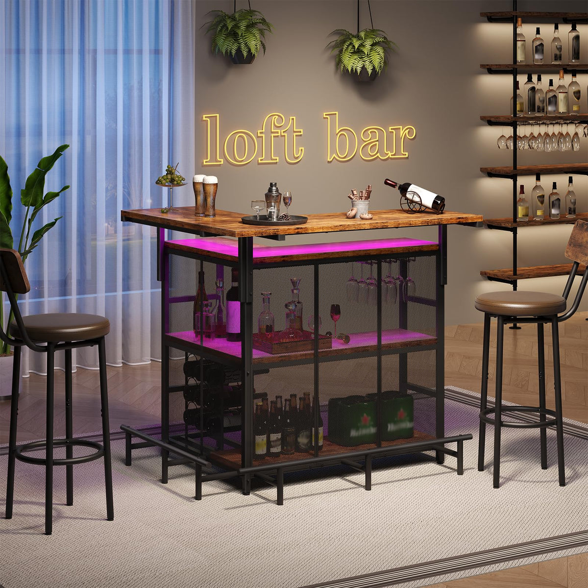 L-Shaped LED Home Bar