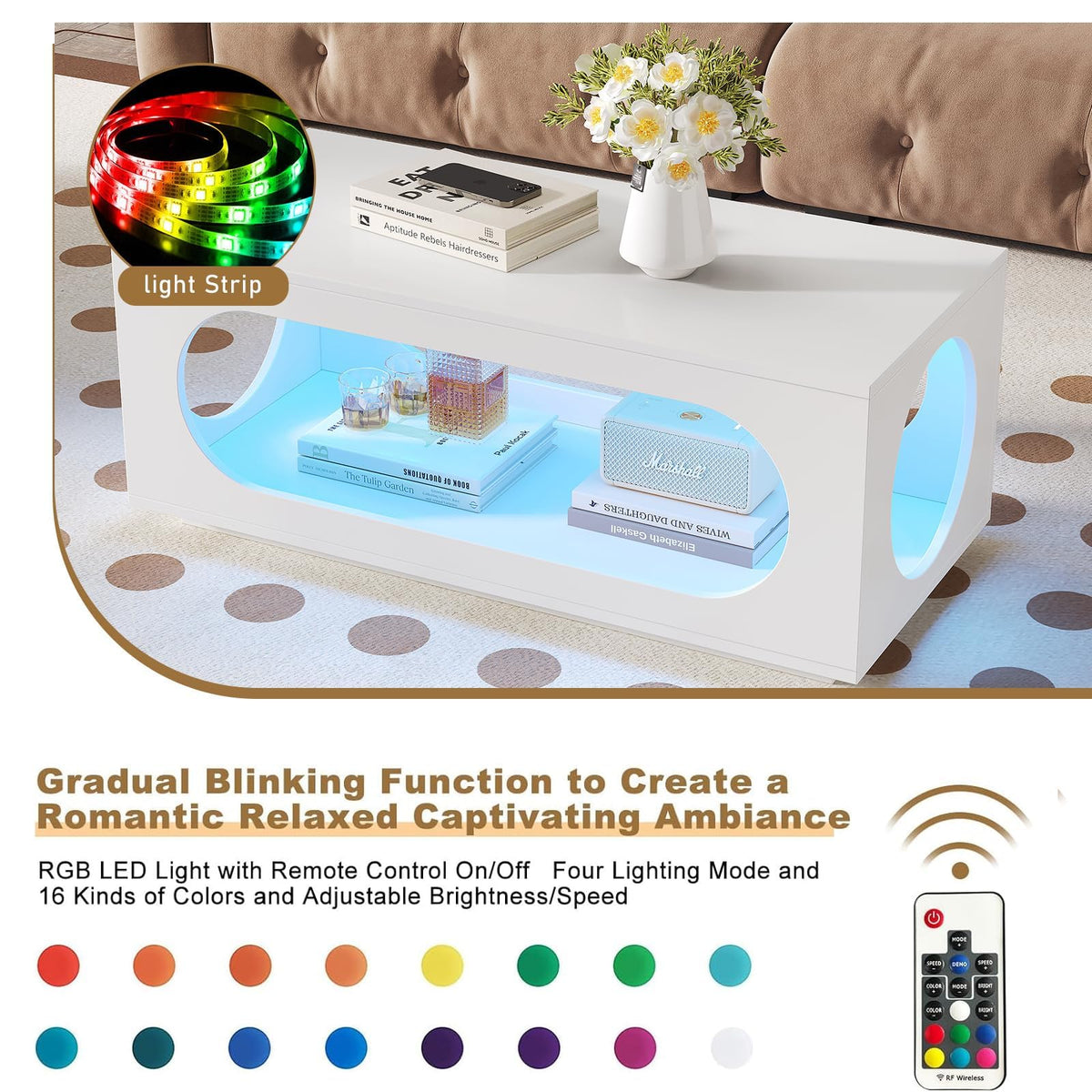 White LED Coffee Table