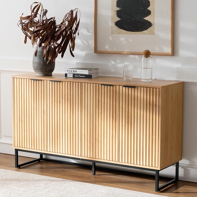Black Fluted Sideboard Cabinet