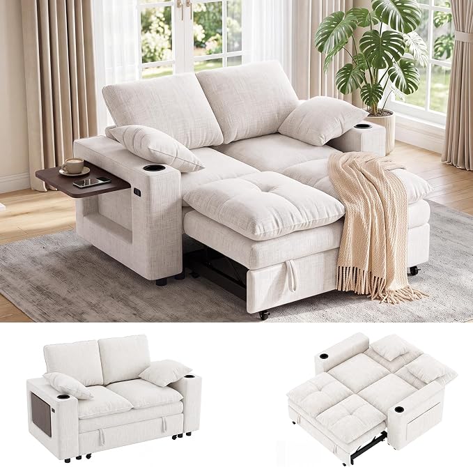 Chenille Loveseat Sleeper Sofa