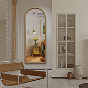 Gold Arch Full Length Wall Mirror with Antique Beaded Frame