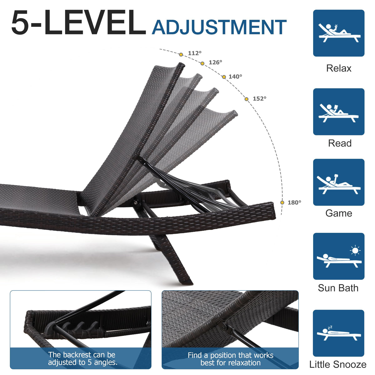 Brightgrove Outdoor Chaise Lounge Chair Set of 1, No Assembly, Brown