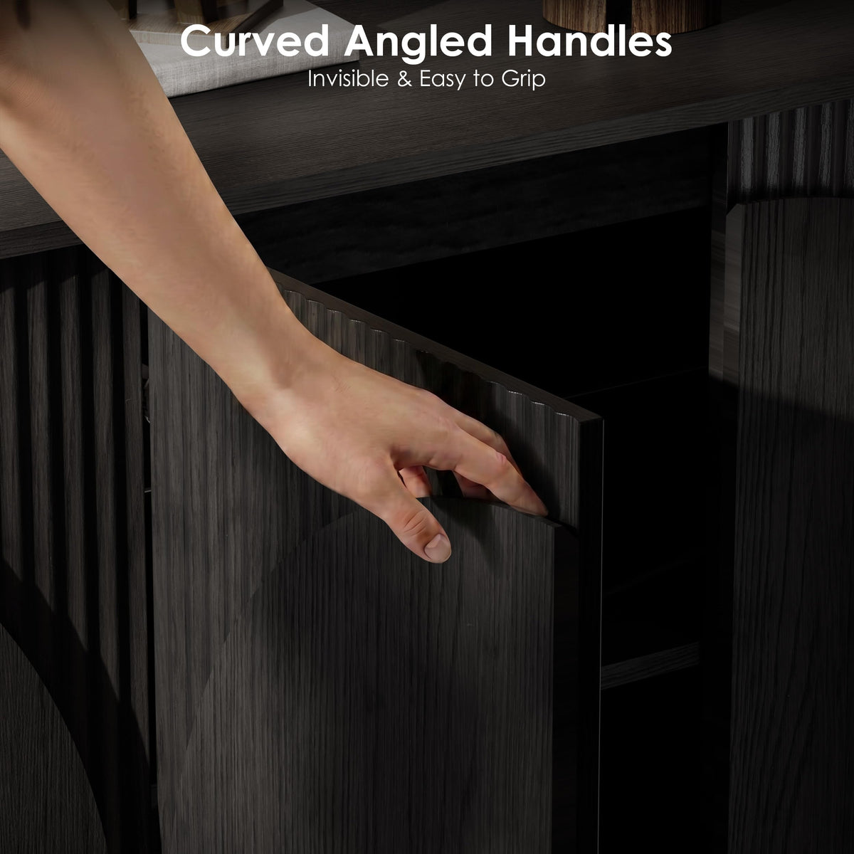 Black Fluted Sideboard with Arched Doors