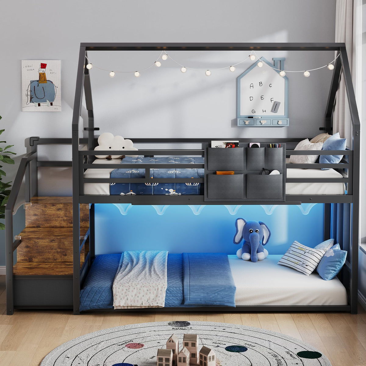 Twin Metal Bunk Bed with Storage