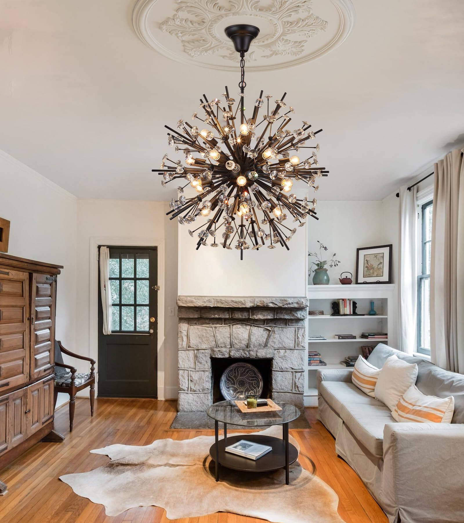 20-Light Firework Crystal Chandelier for High Ceilings