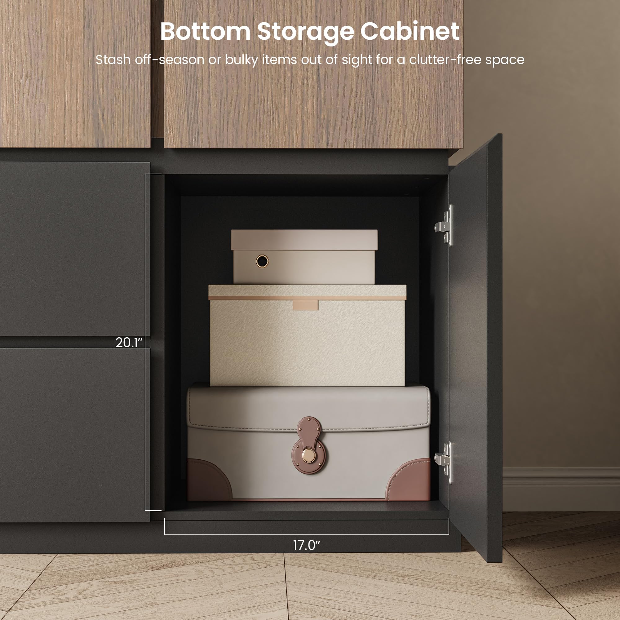 ModernMate 71" Wardrobe Armoire Closet with Mirror & 2 Drawers, Freestanding 3-Door Wooden Closet with 2 Hanging Rods, Steel Ball Slides, Compact Storage Cabinet for Bedroom, Rental, Apartment, Dorm