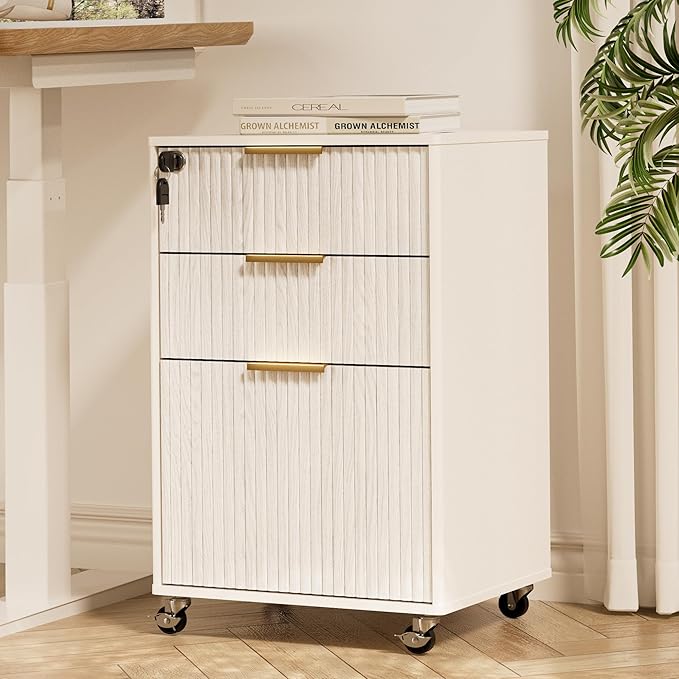 3-Drawer Locking Mobile File Cabinet with Wheels