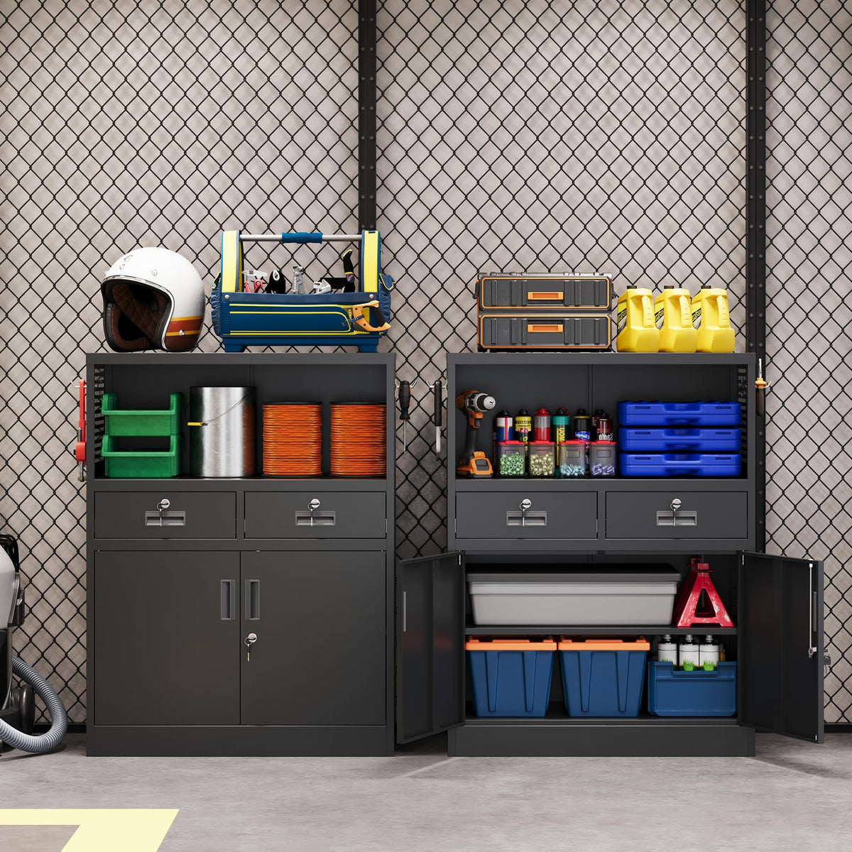 Locking Steel Cabinet with Drawers