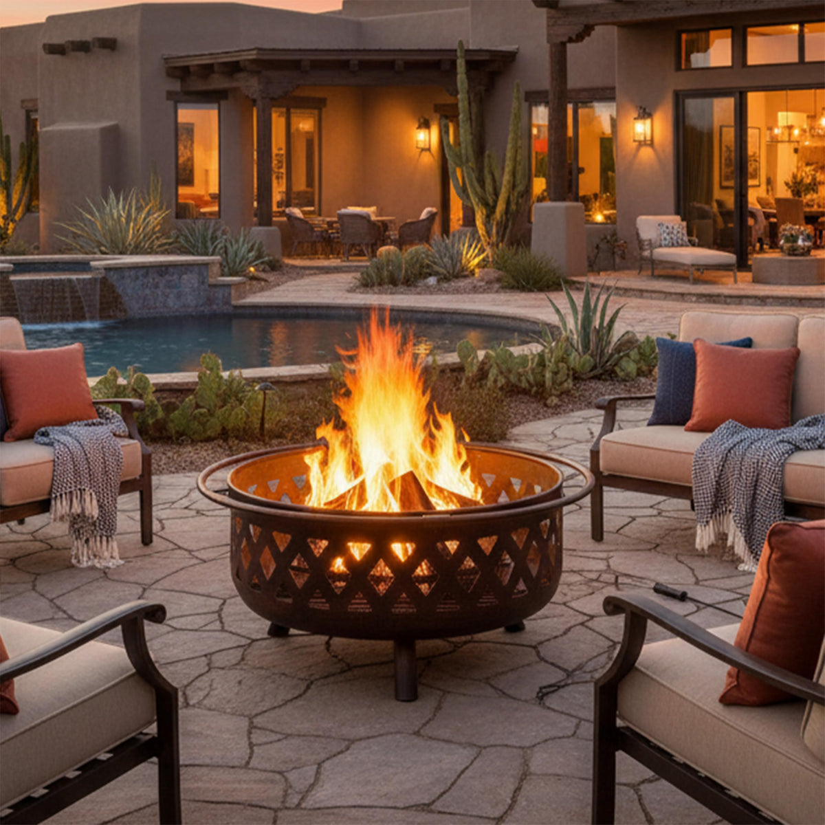 Crossweave Wood-Burning Fire Pit