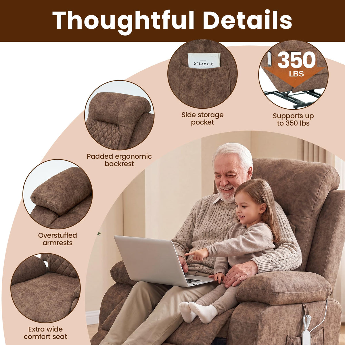 Dual Motor Massage Lift Recliner