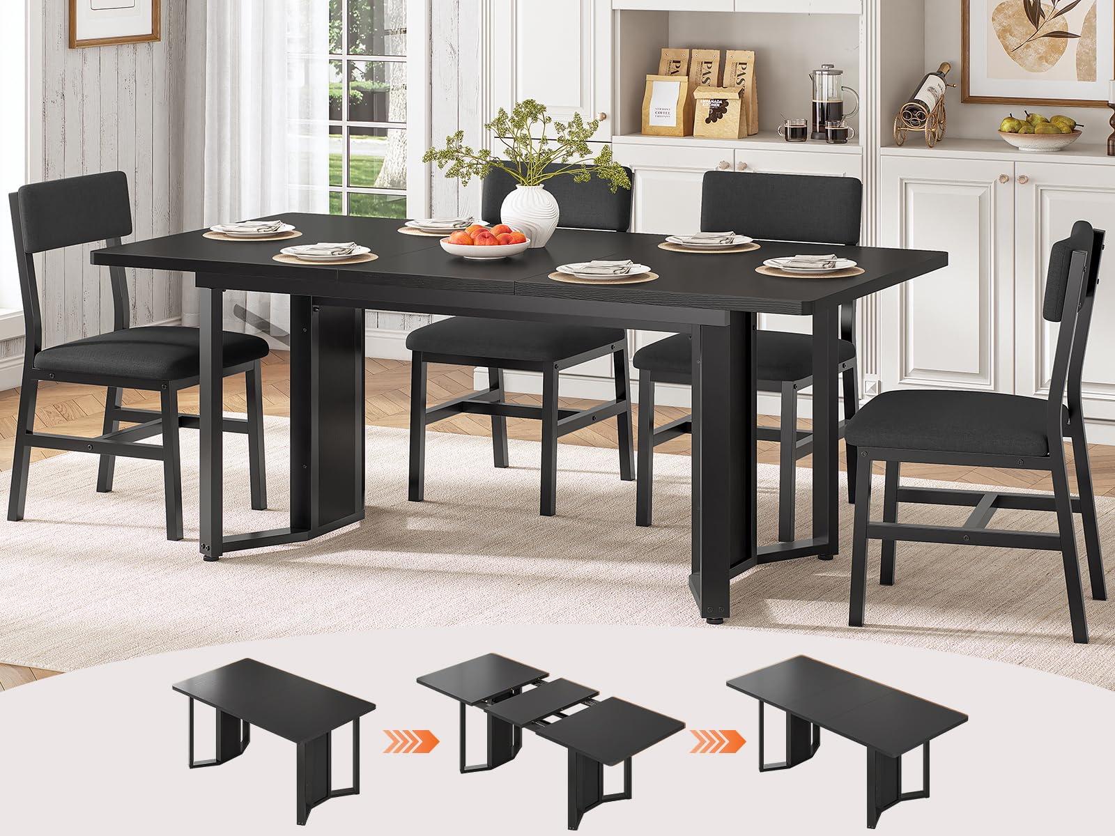 Extendable Dining Table Set for 4-6