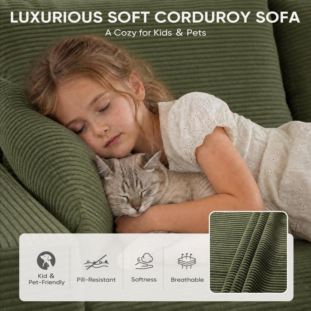 Corduroy L-Shaped Modular Sofa