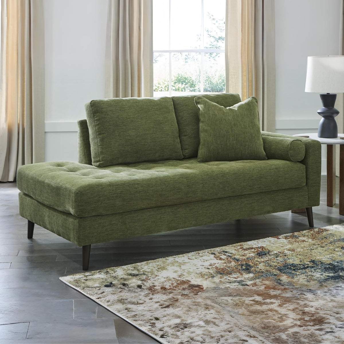 Olive Green Tufted Corner Chaise