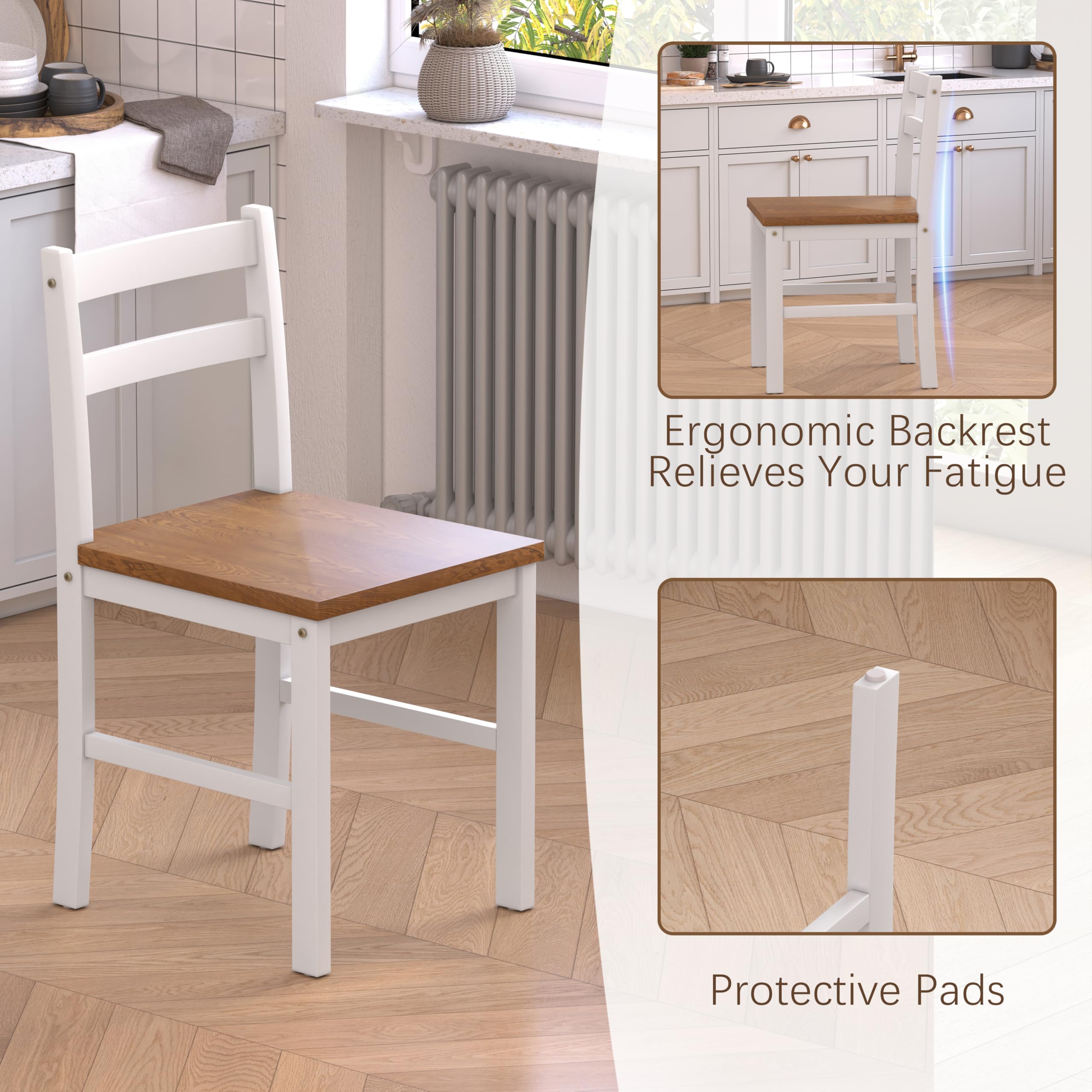 5-Piece Solid Wood Dining Table Set with 4 Chairs