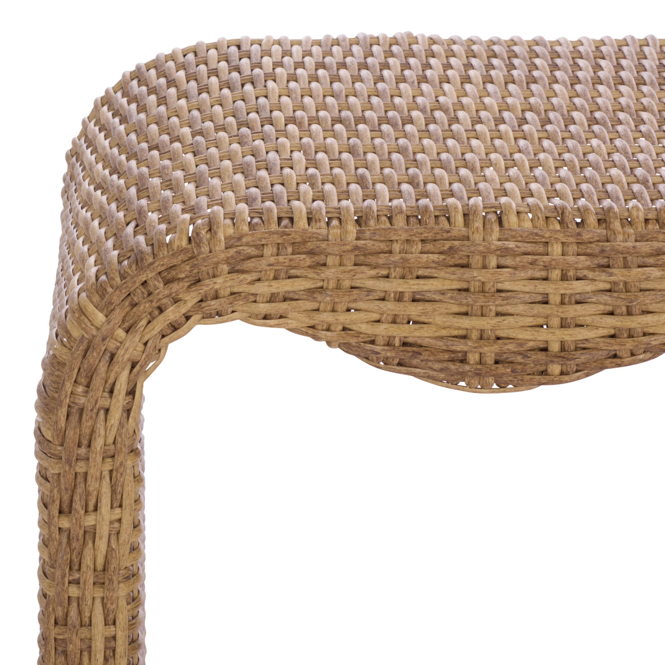 Handwoven Wicker Patio Bench – Fully Assembled