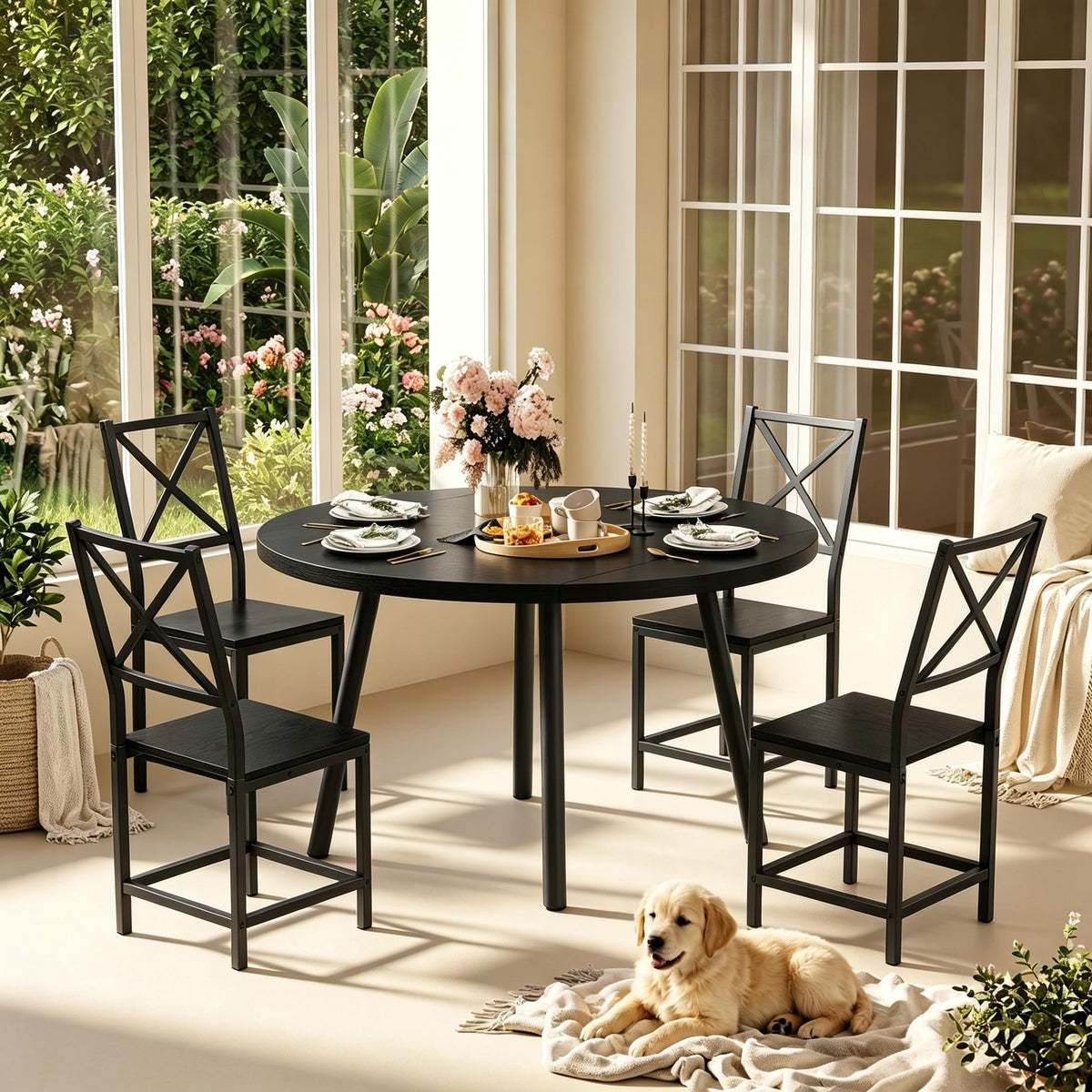 Round Drop-Leaf Dining Set