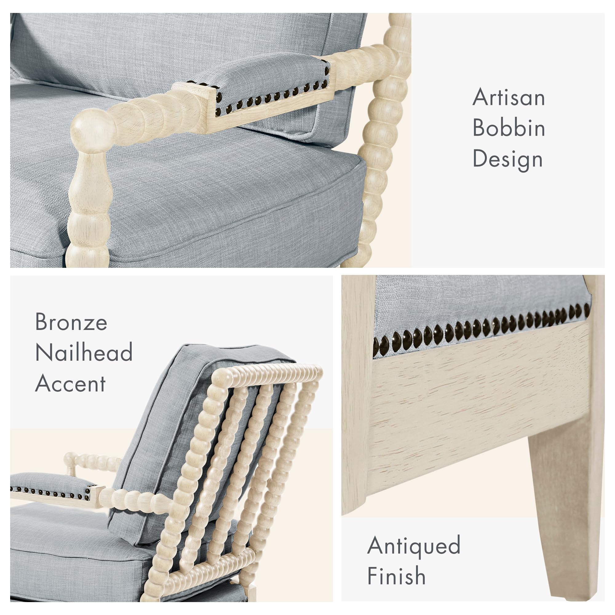 Accent Armchair with Solid Wood Frame
