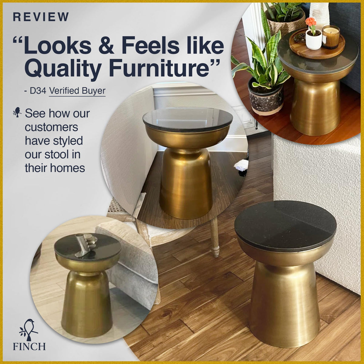 Black Granite Hourglass Side Table