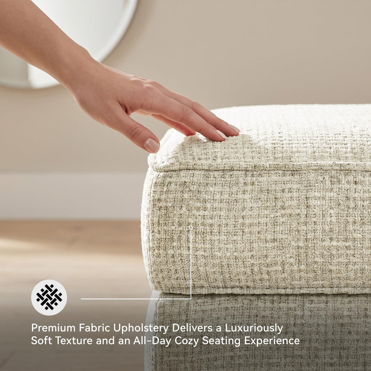 Beige Chenille Ottoman