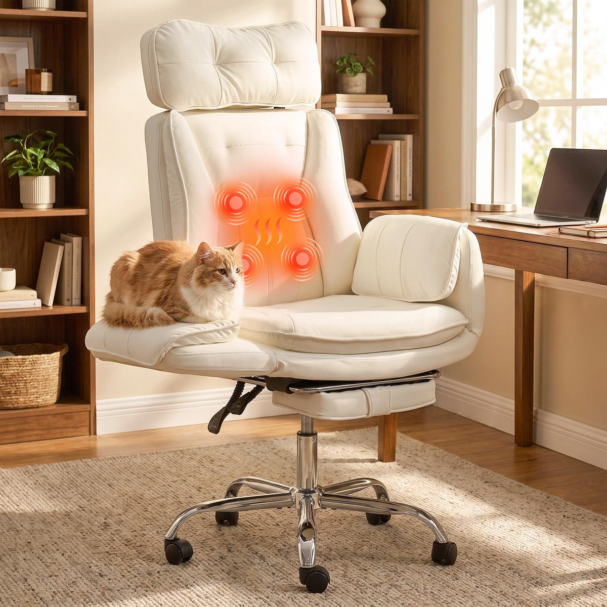 Beige Criss Cross Massage Office Chair