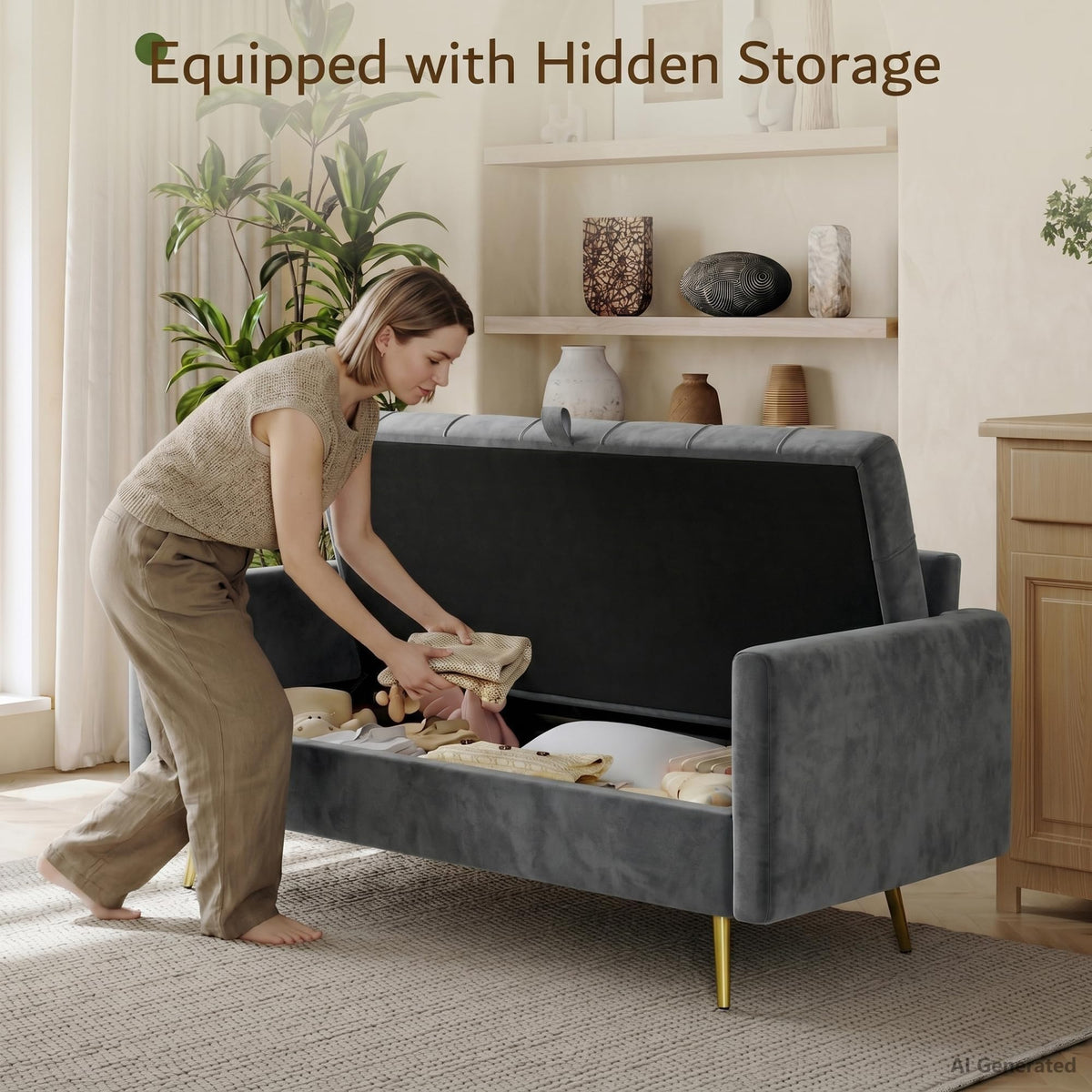 Storage Loveseat with USB Charging