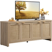 Boho TV Stand with Rattan Cabinet Doors