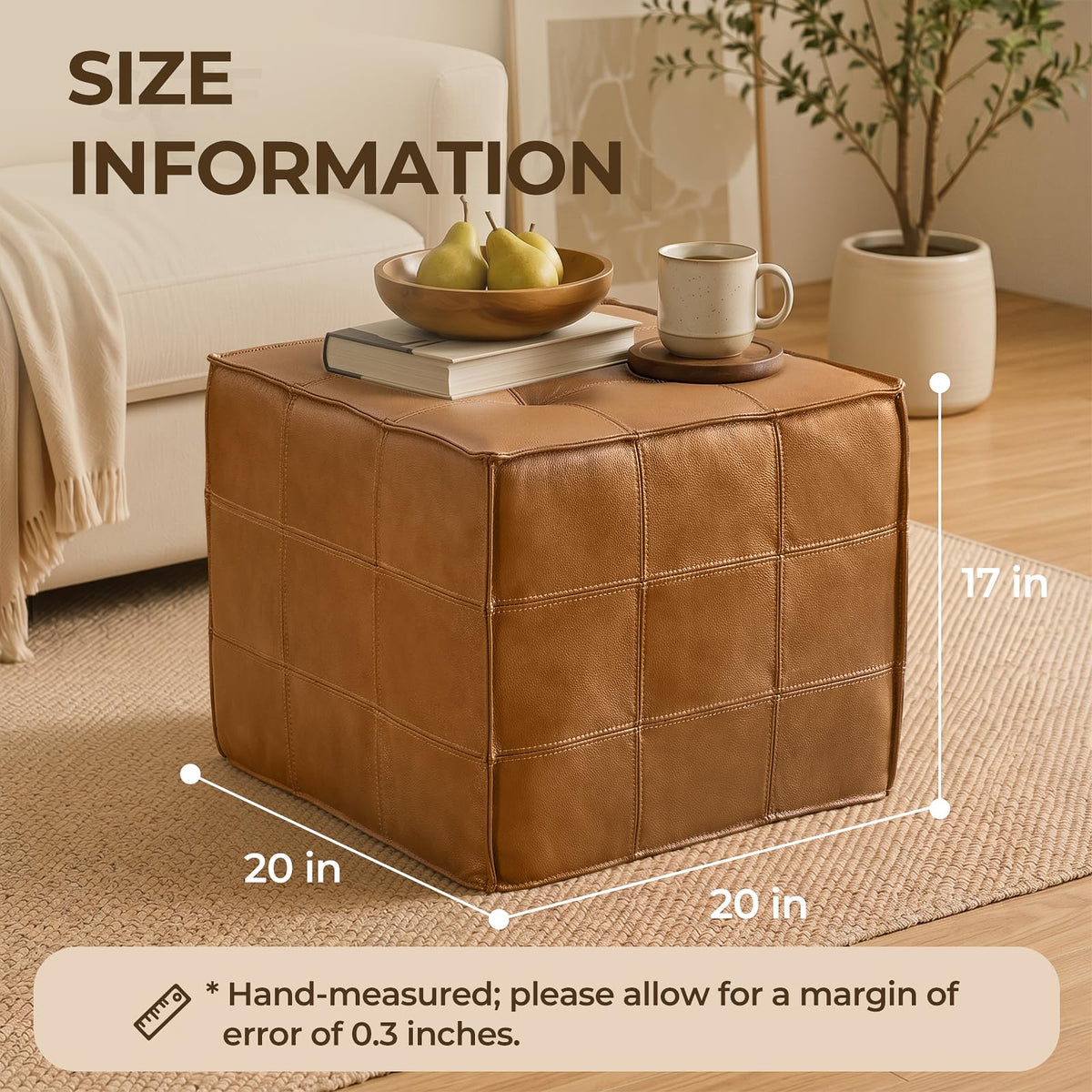 Square Leather Ottoman