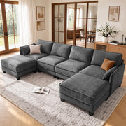 U-Shaped Chenille Modular Sectional