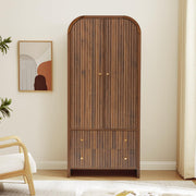 Arched Armoire Wardrobe Closet with Hanging Rod & 2 Drawers