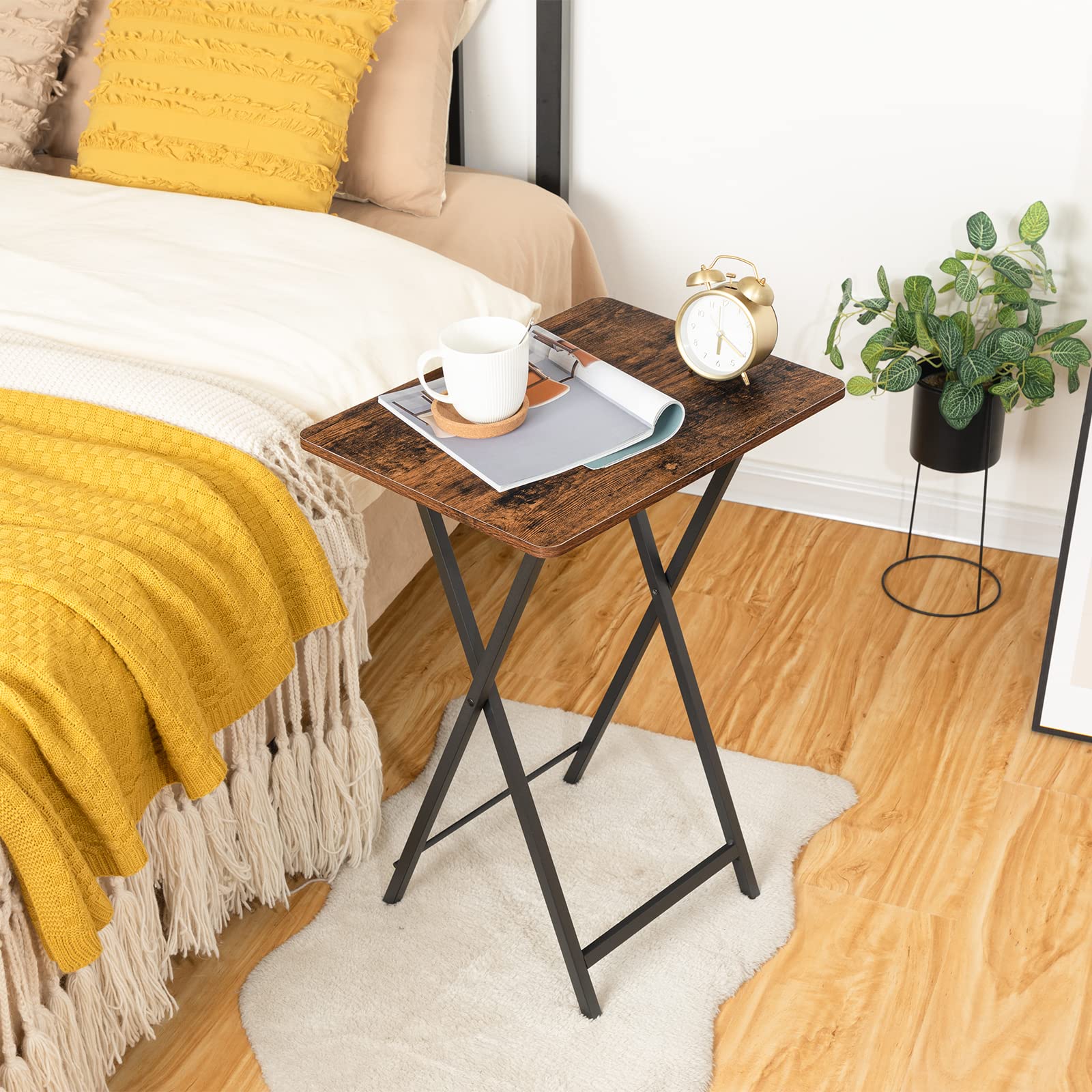 Folding TV Tray Tables Set of 4 with Stand