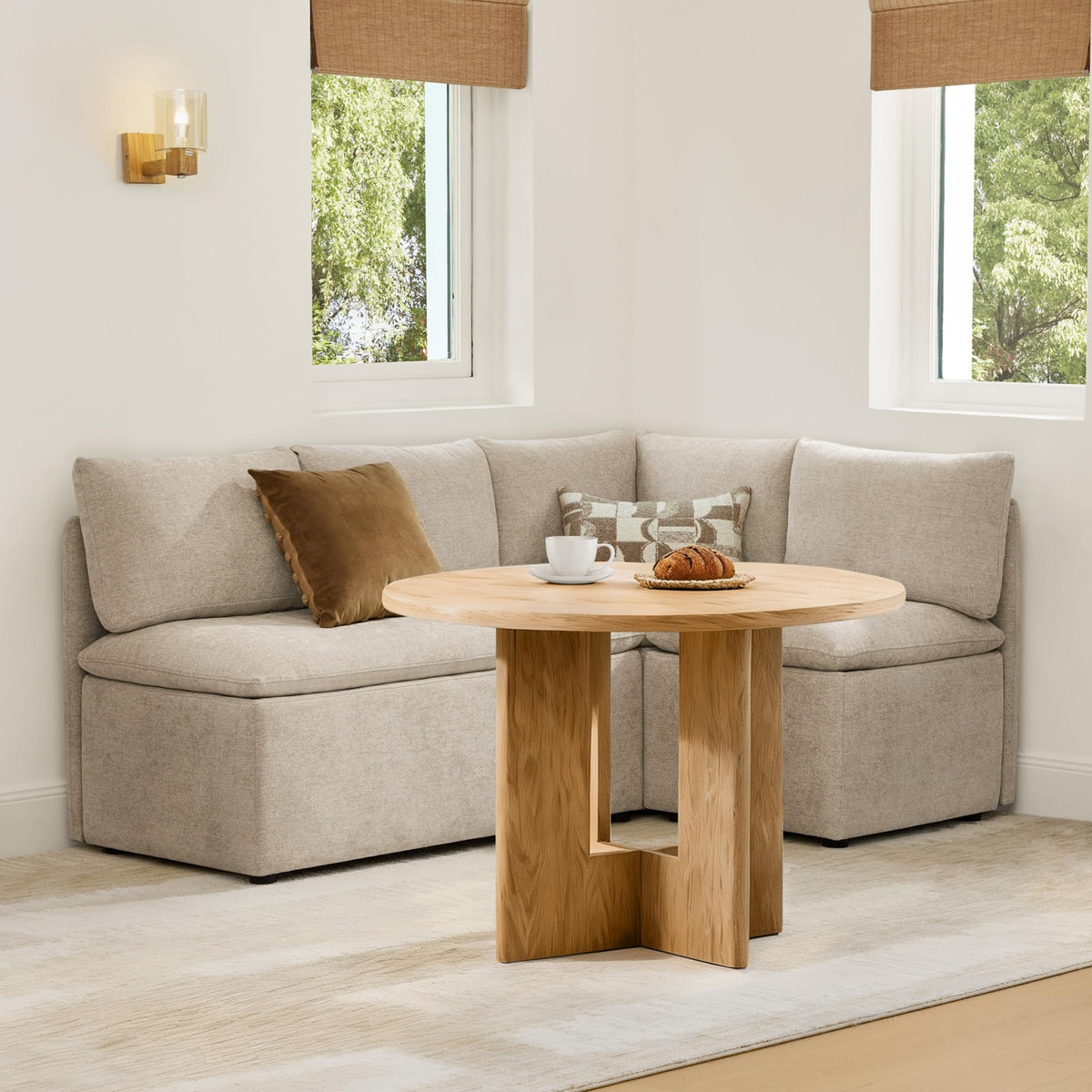 CHITA Breakfast Nook Bench with Storage, Banquette Seating, 4 Seats, Khaki