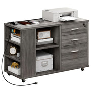 Mobile Lateral Filing Cabinet with Charging Station