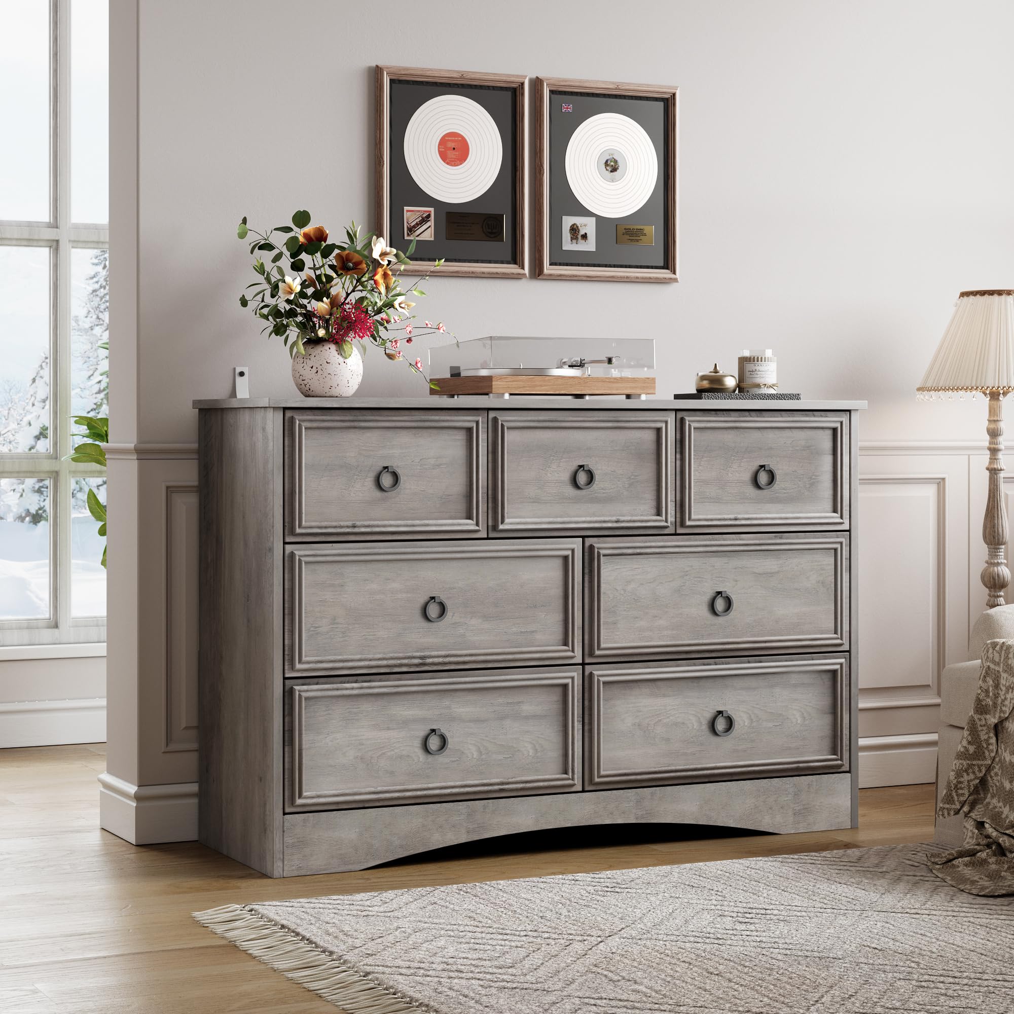 7-Drawer Dresser with Deep Drawers & Textured Borders