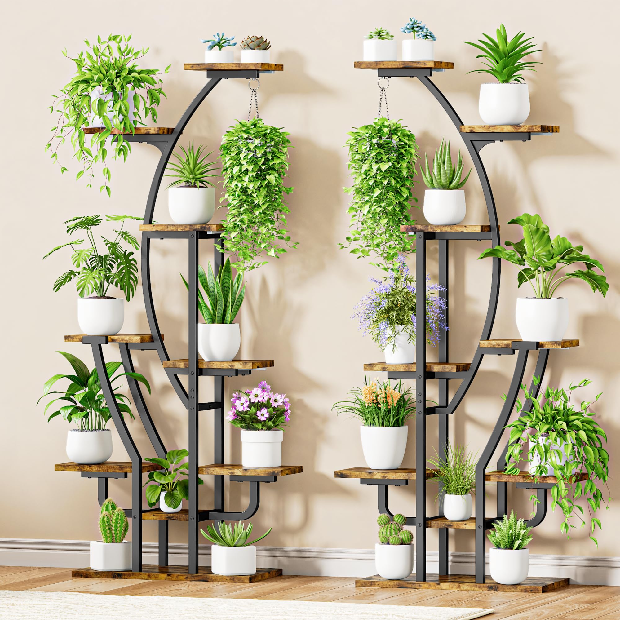9-Tier Corner Plant Stand with Grow Lights