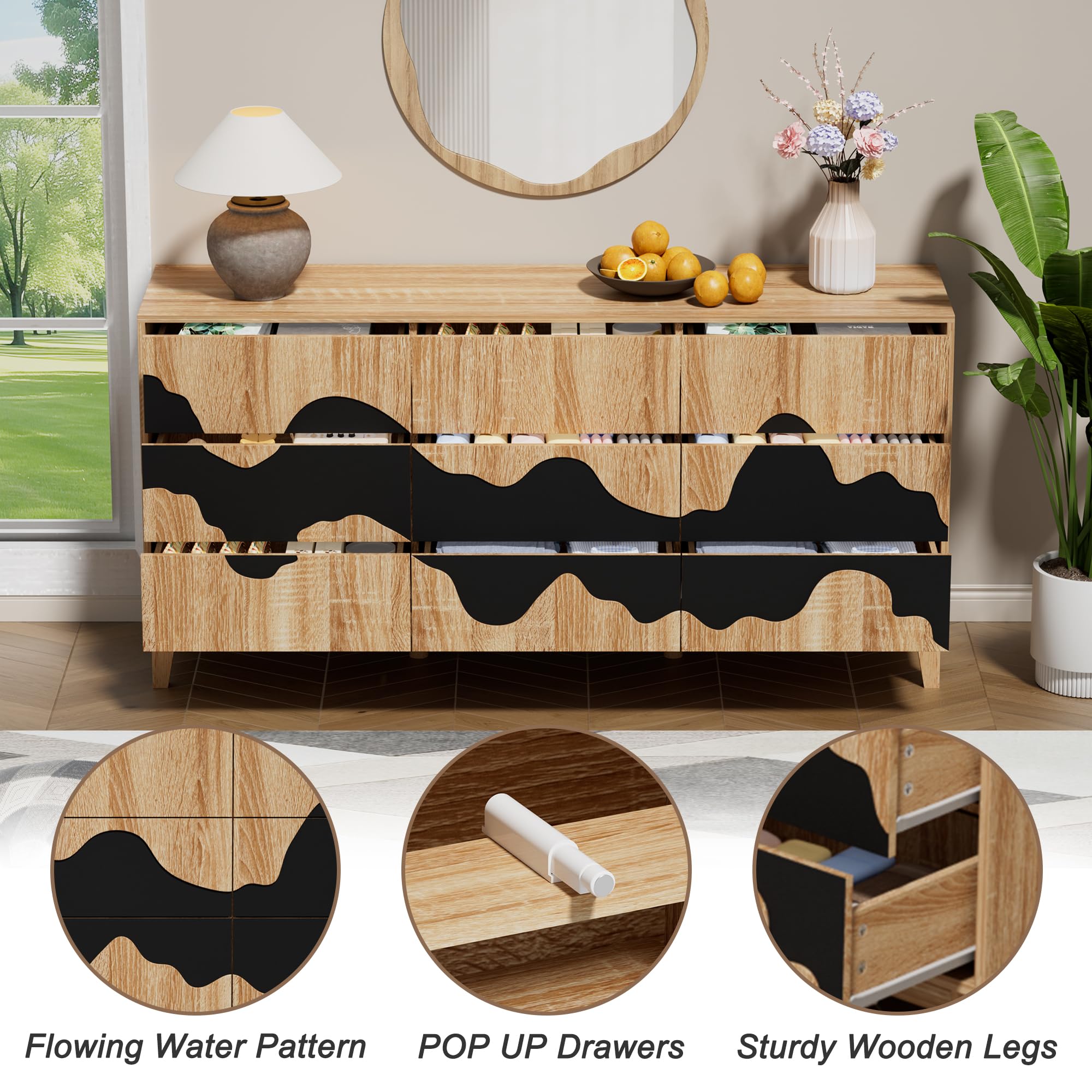 9-Drawer Dresser & 2 Nightstands Bedroom Set