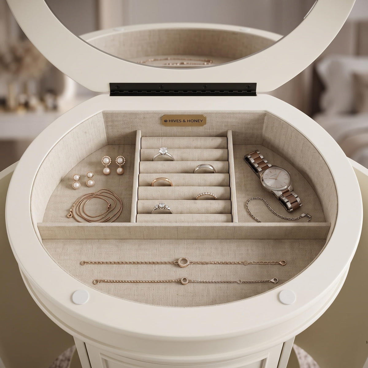 Oval 7-Drawer Jewelry Armoire