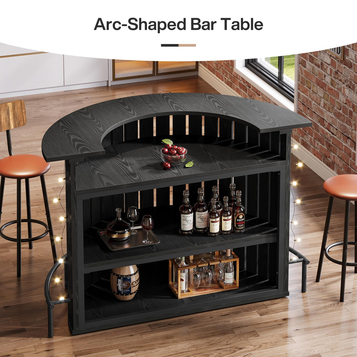 Black Curved Bar Table