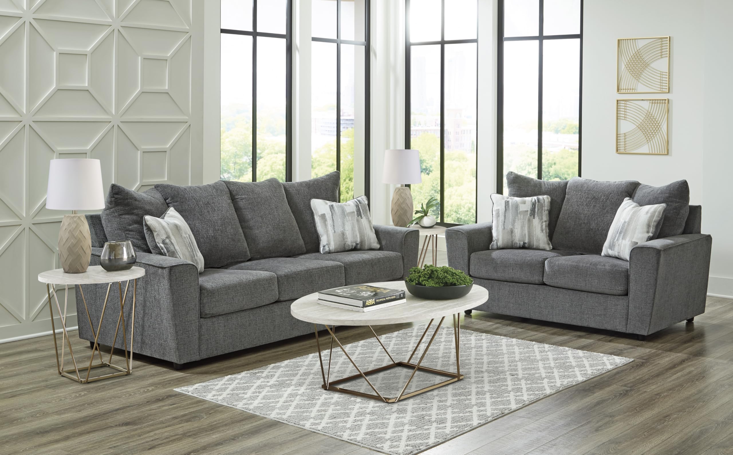 Dark Gray Flared Arm Chenille Sofa