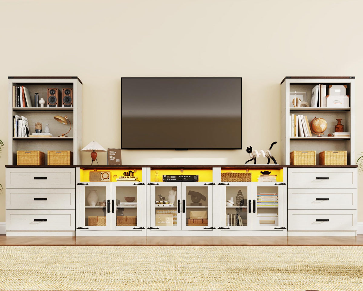 Farmhouse Entertainment Center with Bookshelves