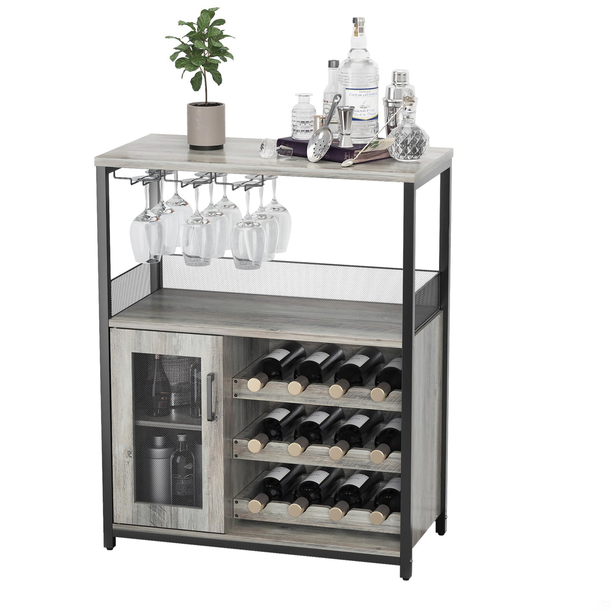 Wine Bar Cabinet with Glass Holder