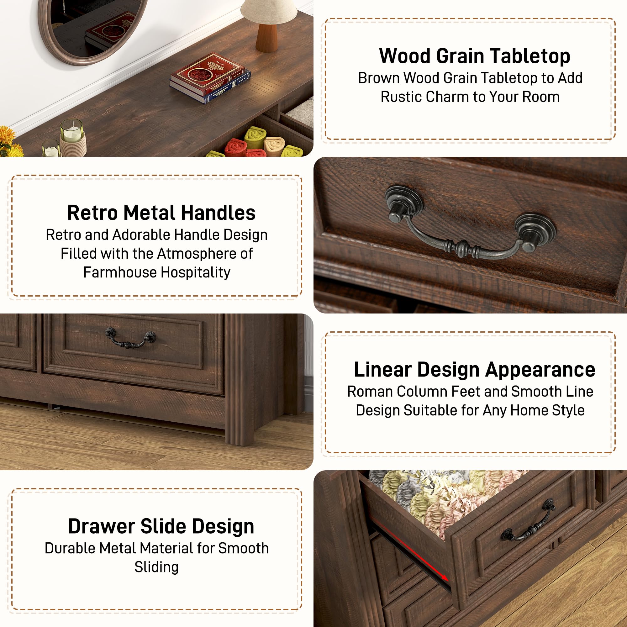 12-Drawer Farmhouse Dresser, 63"W