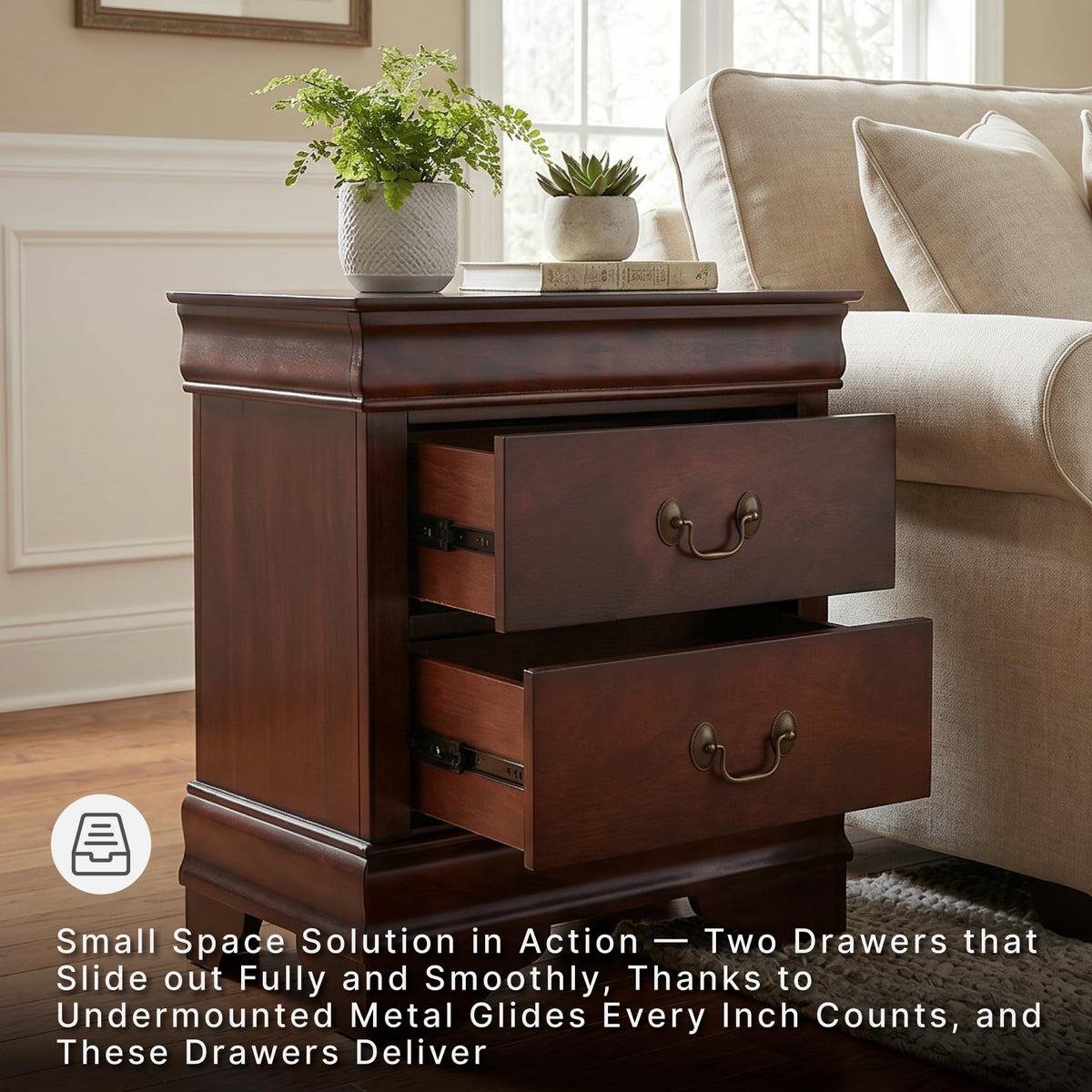 Signature Design by Ashley Alisdair 2 Drawer Nightstand, Reddish Brown
