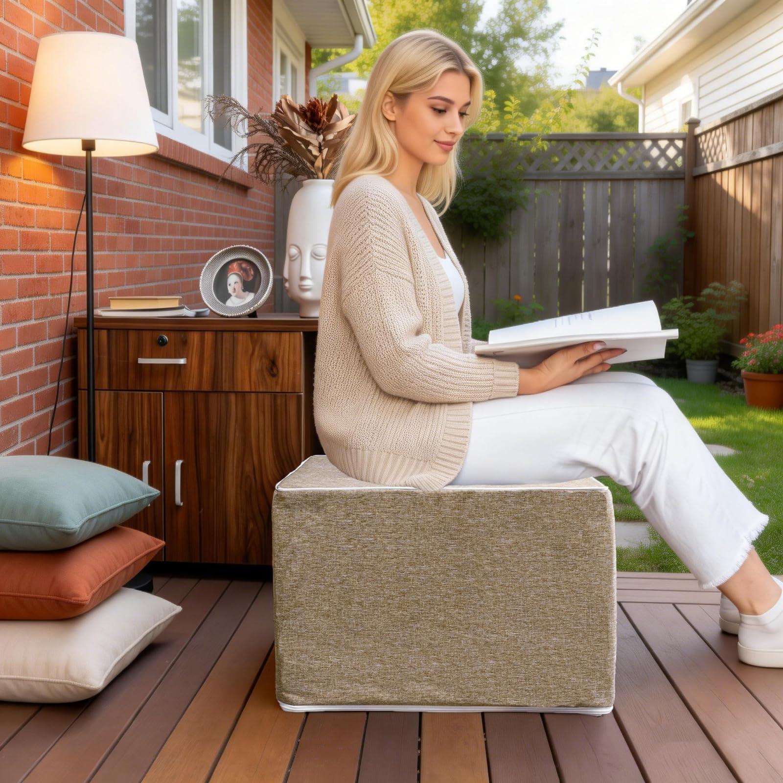Outdoor Square Ottoman 20x20x14 Inches