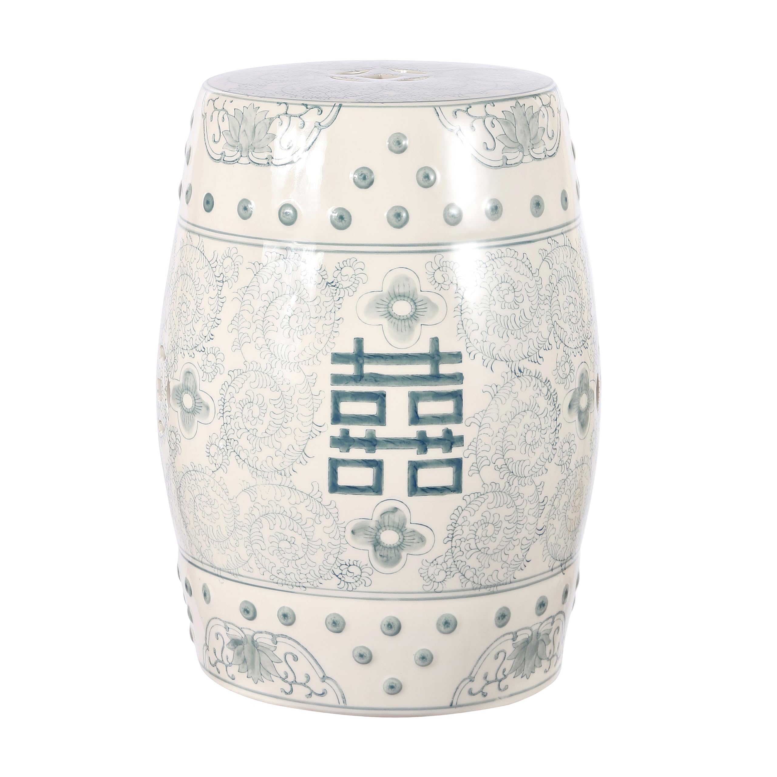 Chinoiserie Ceramic Drum Garden Stool – Double Happiness