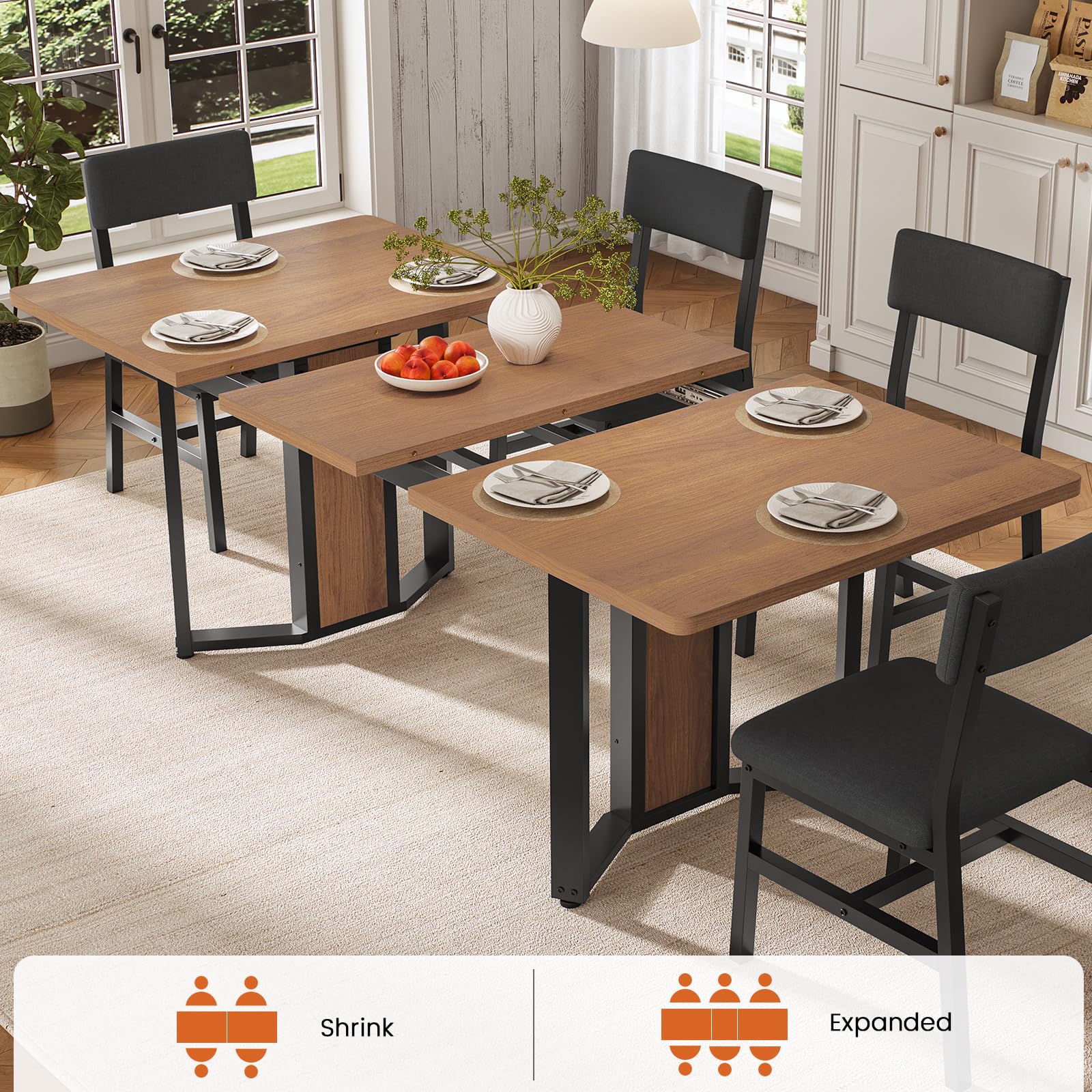 Extendable Dining Table Set for 4-6